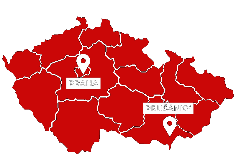 Mapa České republiky s pobočkami Special Turbo - Praha a Prušánky