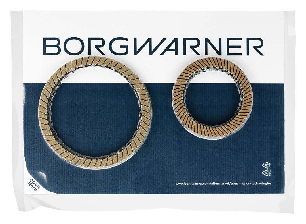 Balení sady třecích lamel BorgWarner se dvěma lamelami